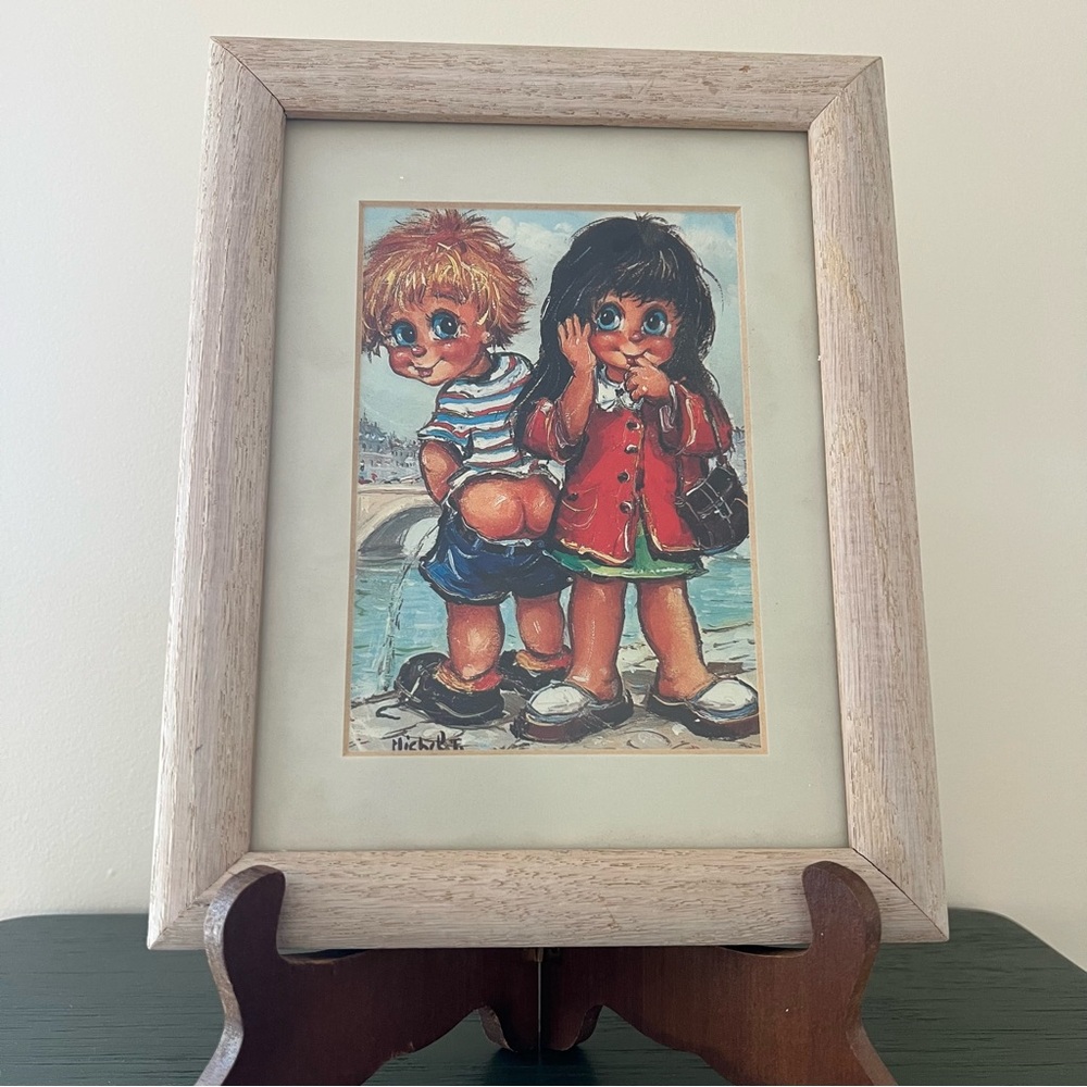 Vintage Michel Thomas Framed Print – Big-Eyed Children